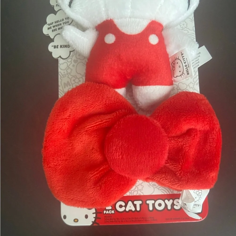 Hello Kitty Sanrio Cat Pet Toys Pack of 2 NIB 2023 Mini Plush Bow